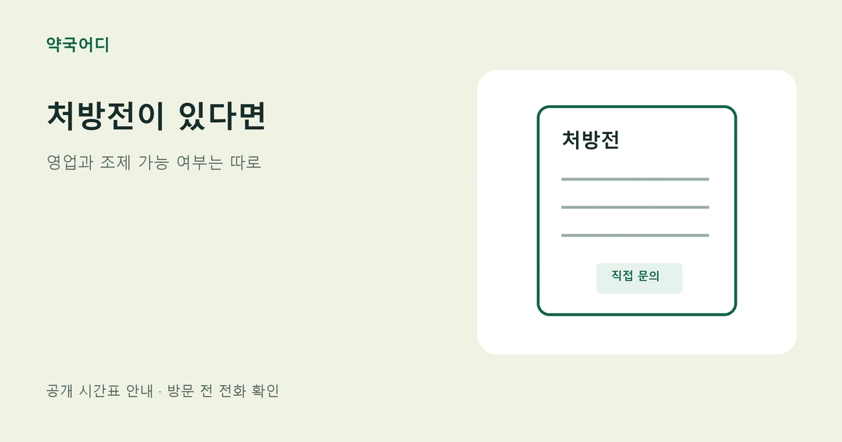 개인정보가 없는 처방전 모양과 직접 문의 안내 그림